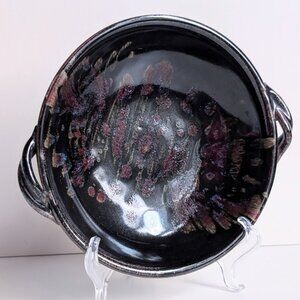 Modernist Stoneware Glazed Ceramic Pottery Bowl Signed 7.3"